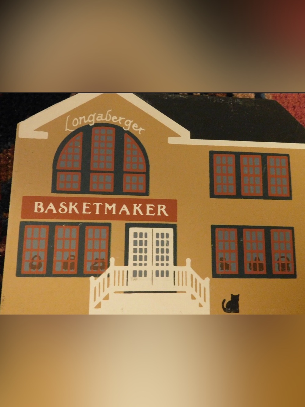 Vtg Rare Longaberger Basketmaker Building Painted Wooden Art The Cat's Meow HTF